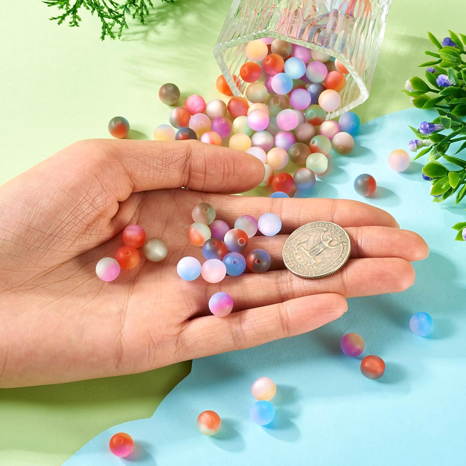 KISSITTY 120pcs Frosted Resin Round Beads 8mm Gradient Color Loose Spacer Beads Bulk for DIY Crafts Necklaces Bracelet Earrings Women Jewelry Making Supplies 8 Styles - Image 5