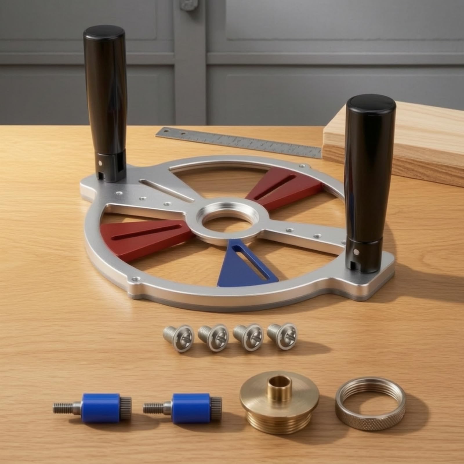 Herramienta Guía para Fresadora con Base Circular Ranurada y Ergonométricas Total en Fresado Ranuras y Recorte, Soporte De Guía Multifuncional Para Recortadora De Carpintería Con Buje De Eje