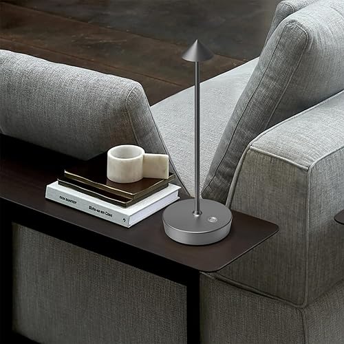 Miniatura 6 de Juego de 2 lámparas de mesa inalámbricas recargables, 6000 mAh LED, funciona con pilas, lámpara de escritorio con control táctil, atenuación