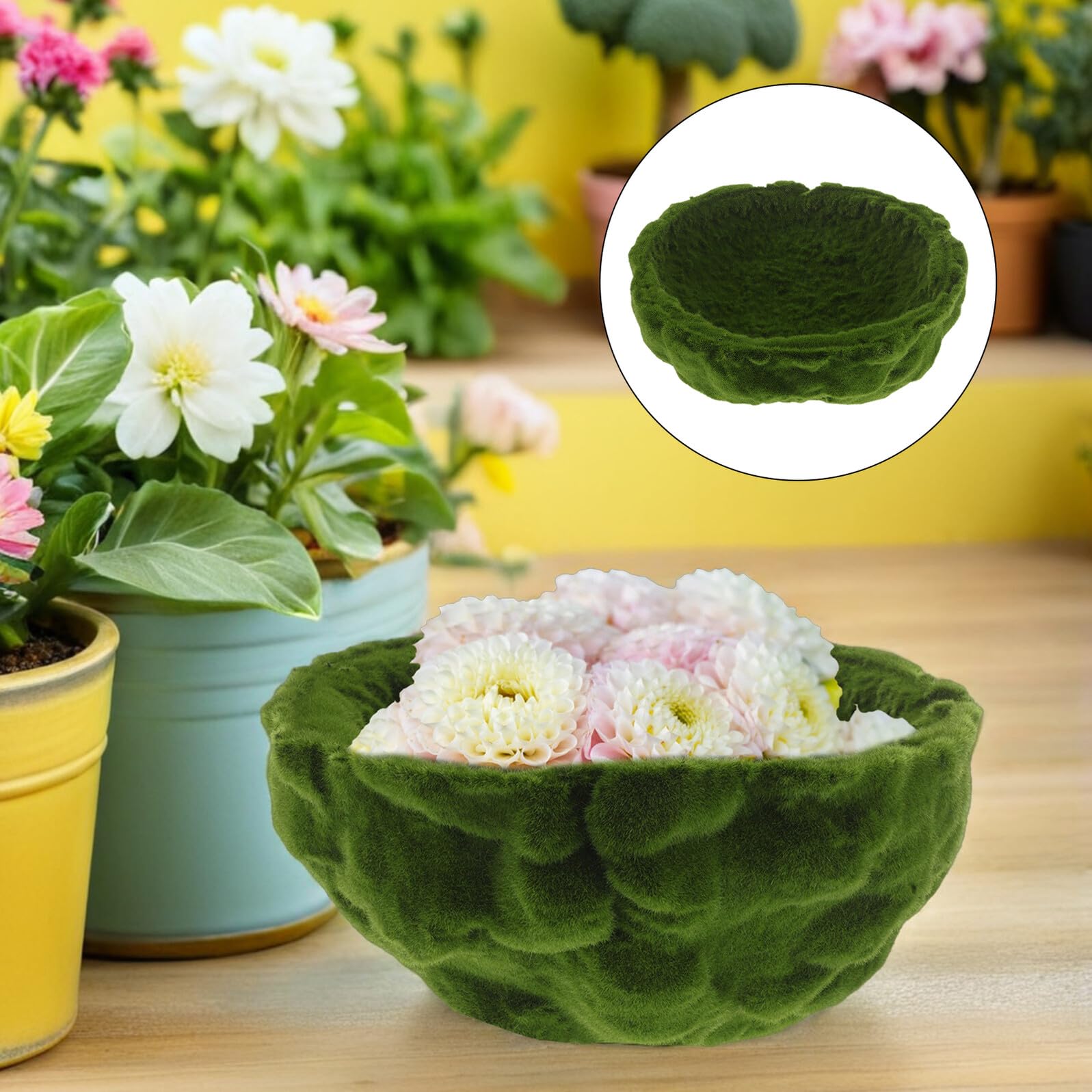 Garneck Acrylkugel mit Blumenmuster Künstliche Mooskugel für Dekoration Terrarien und Bastelarbeiten Pflegeleichtes Moos-Accessoire für Tischdekorationen und Gartenarrangements