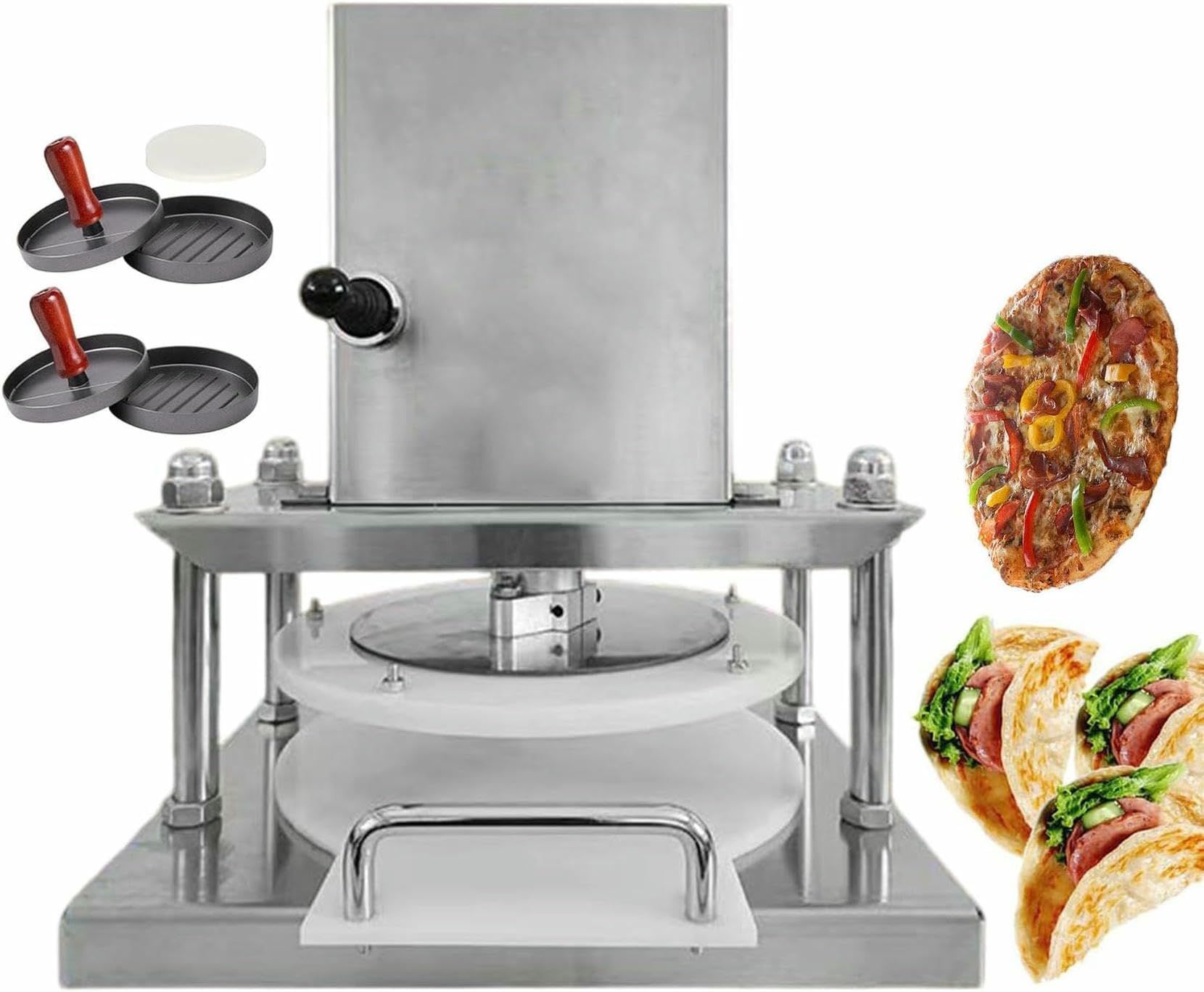 ASerZenith Electric Pizza Dough Sheeter, Pizza Crust Press Machine With Starter Switches, Commercial Pizza Forming Machine Food Restaurants