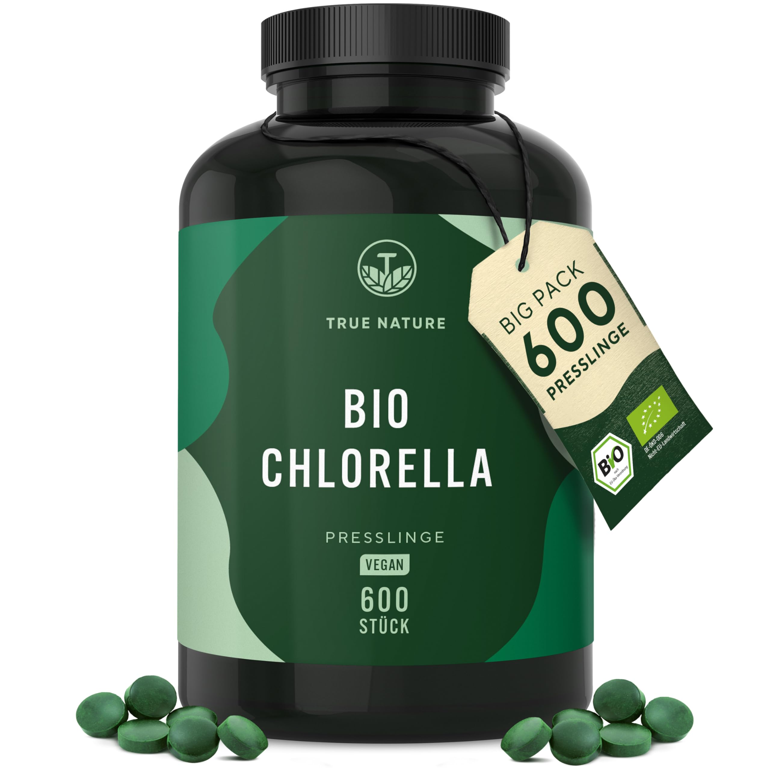 Bio Chlorella Presslinge – XXL-Packung (600 Tabletten, 500 mg)