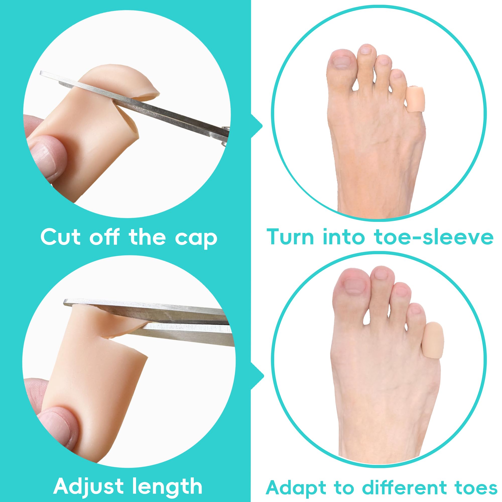 Byehambuni Paquete de 8 protectores de gel para los dedos de los pies, almohadillas para los dedos, mangas para los dedos, para mujeres y hombres, proporcionan alivio de uñas de los pies, callos,
