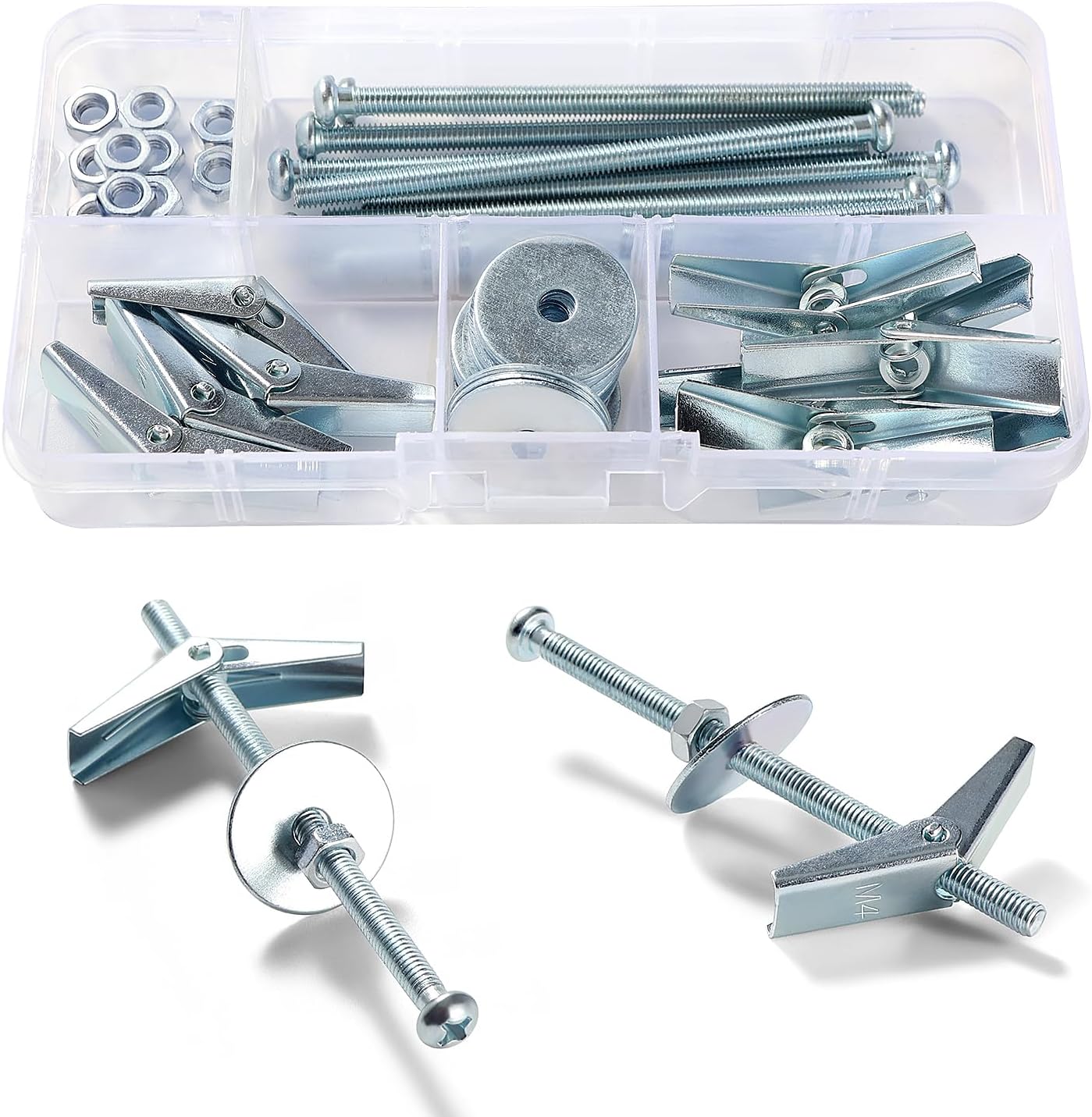 10 Sets M4 Tilt Anchors Tipping Screw Toggle Screw and Wing Nut Assortment with Hex Nuts Washers for Plasterboard Cavity Walls Fiberboard