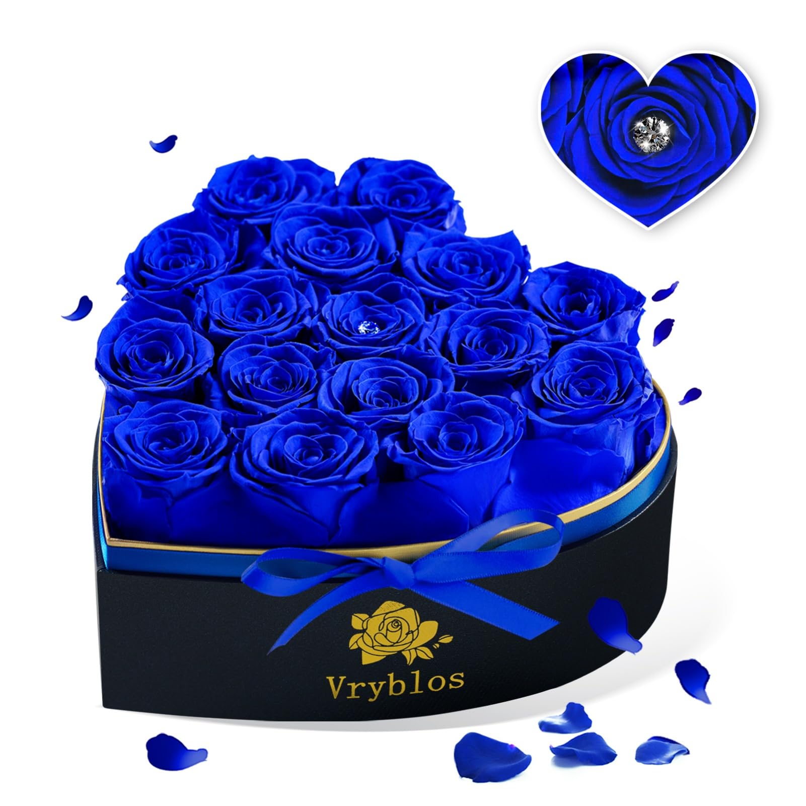Vryblos Forever Blue Roses Heart Box