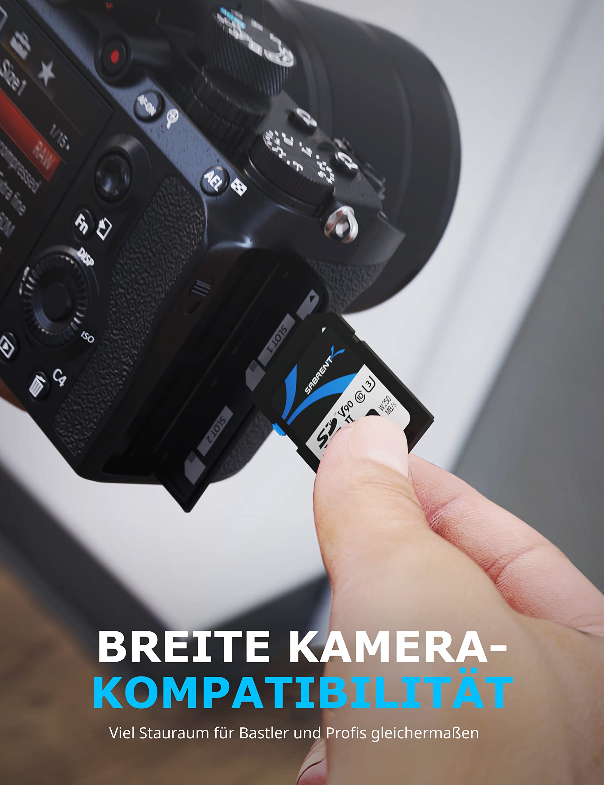 SABRENT SD Karte 128GB V90 UHS-II U3 SDXC Card Class 10, 280MB/s Lesen, 250MB/s Schreiben – Professionelle Speicherkarte für 4K 8K Video, DSLR, Drohne, Kamera (SD-TL90-128GB)
