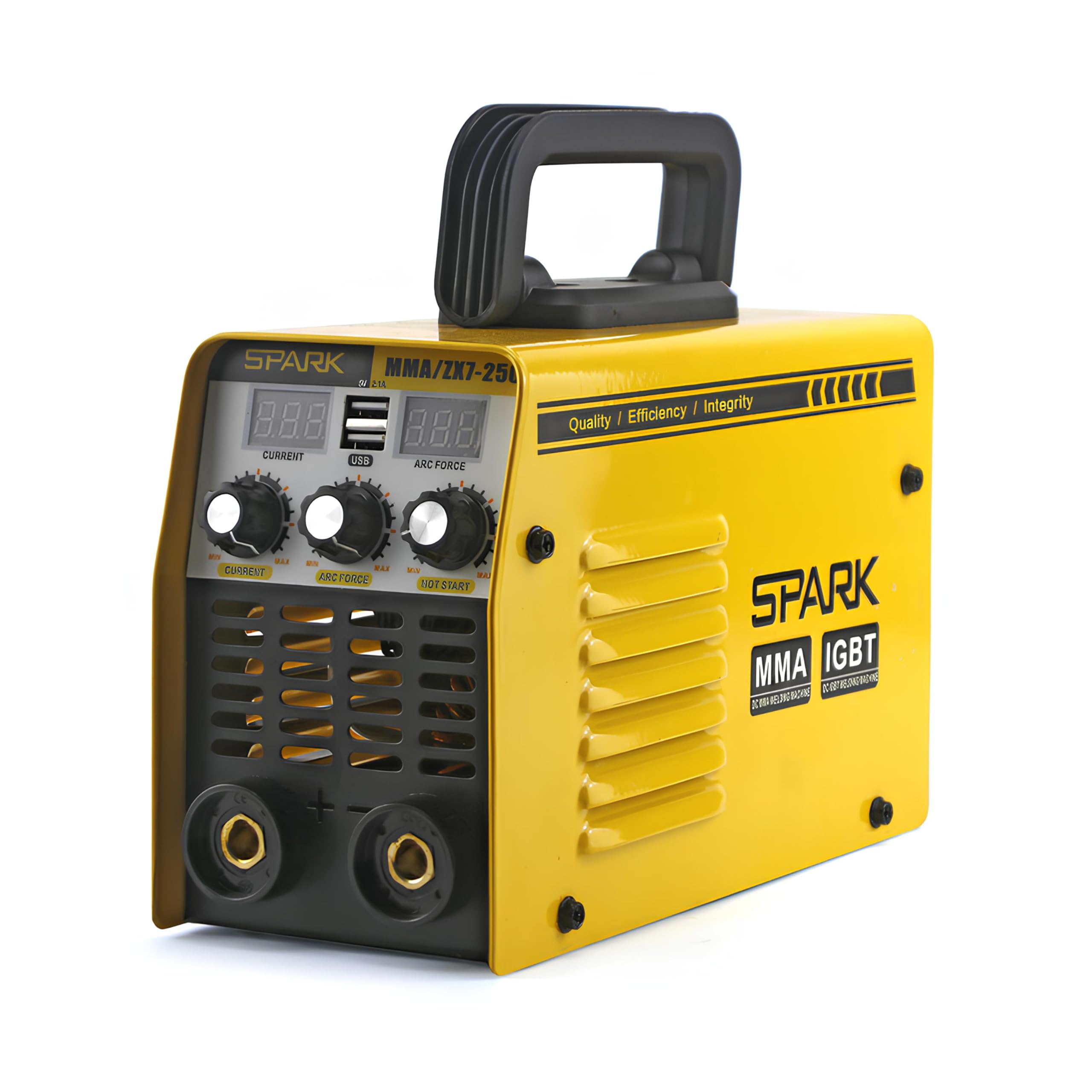 Soldadora Inversora MMA 250A, Doble Pantalla LCD, 2 Puertos USB, 220V, Ideal para Uso Doméstico y Profesional
