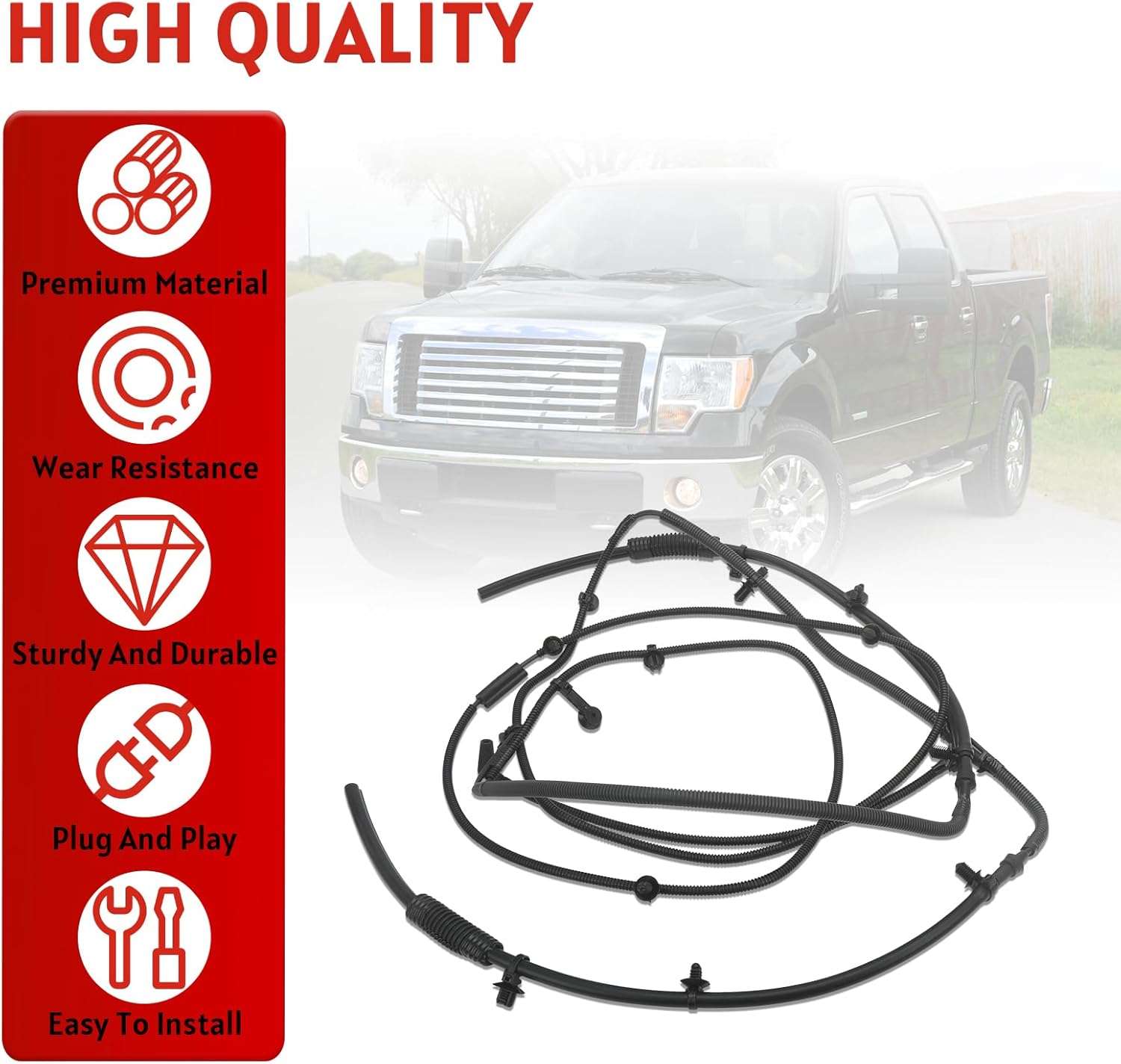 Front Axle Vacuum Line Tube Auto Locking Hub Compatible with Ford F150 2011-2014 4WD IWE Replace# BL3Z-7A785-A