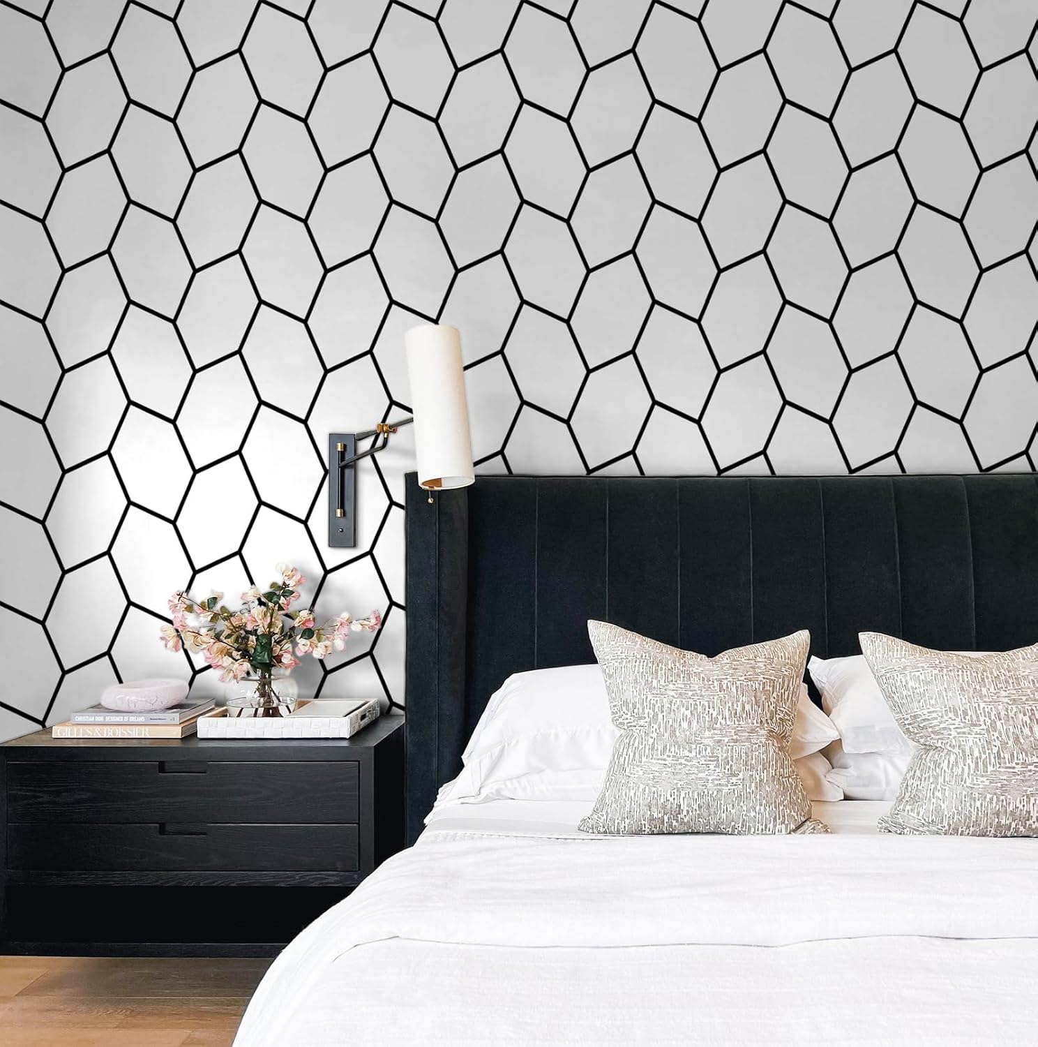 EeeComing Peel and Stick Wallpaper - White and Black Removable ...