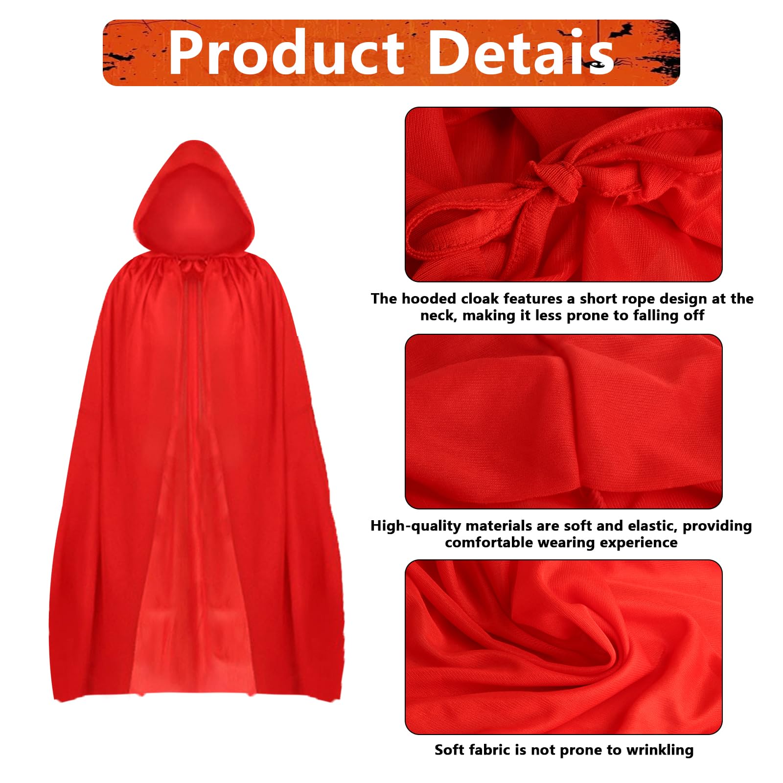 XiangJunly Red Cloak With Hood, Halloween Cape, Long Robe - Image 3