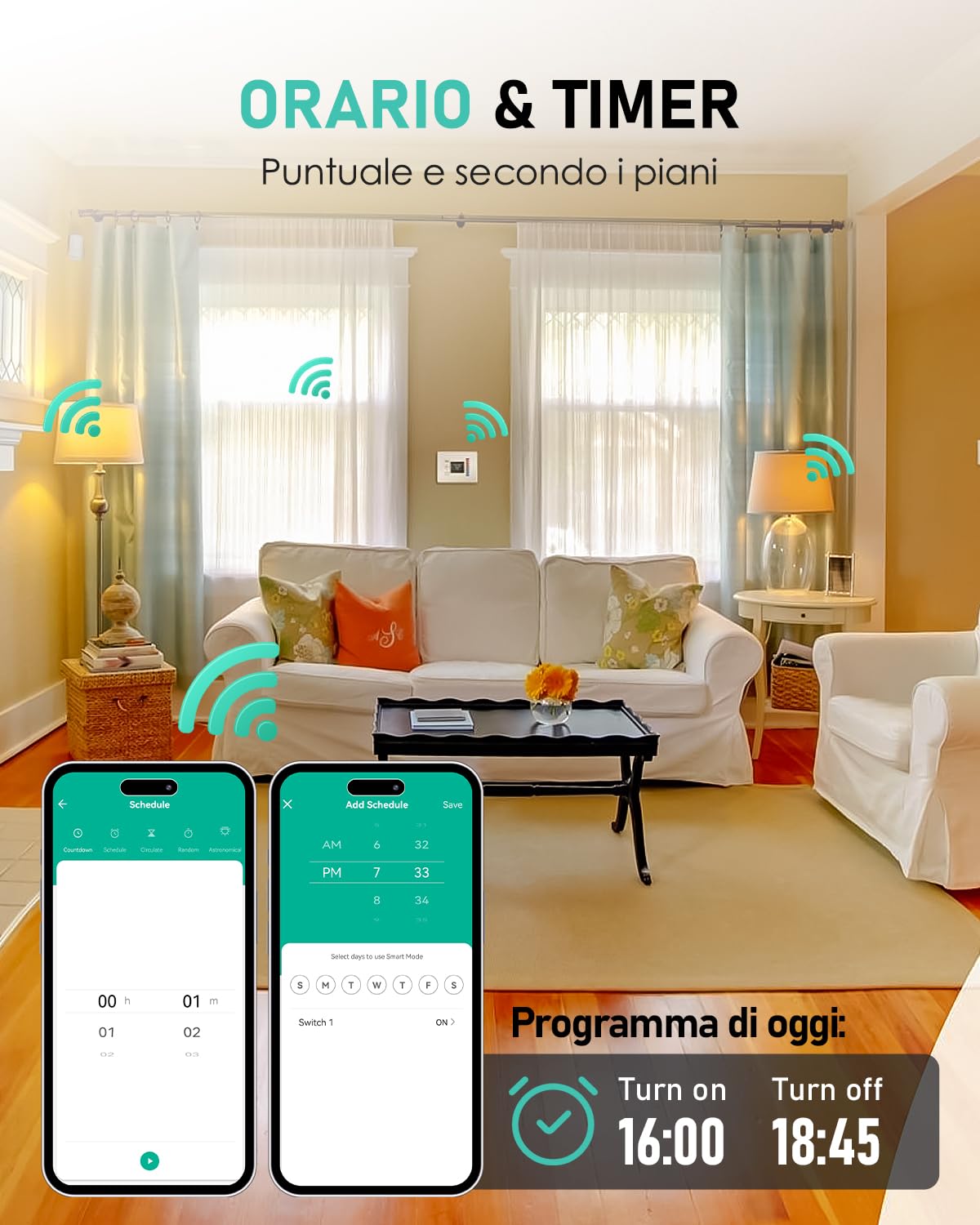 GreenSun Presa Intelligente Wifi - Presa Smart PV Consumo Energia Bidirezionale Compatibile con Alexa Comandata Timer Programmabile con Tuya Smart Life Tempo di Preselezione 2.4GHz 4PC