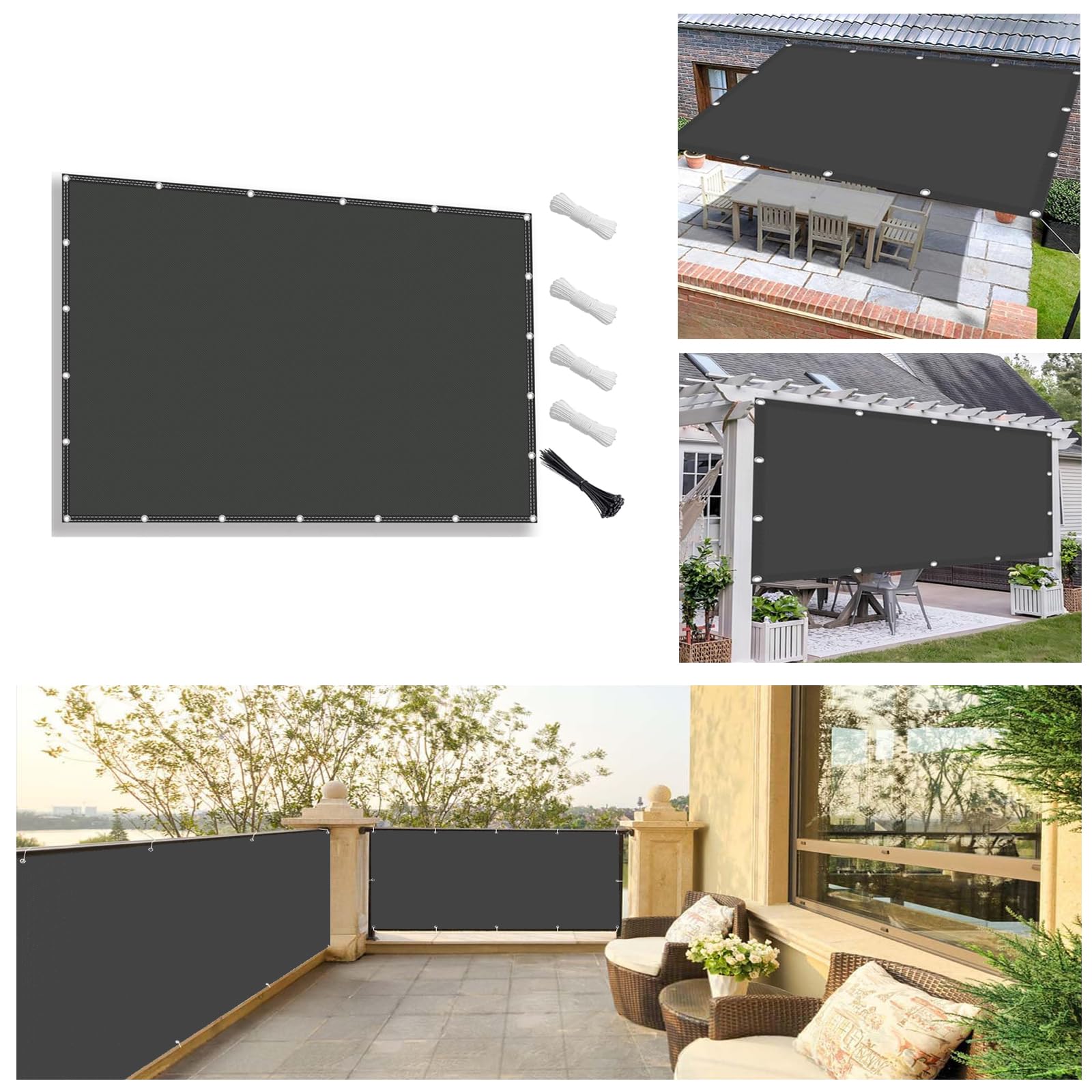 Voile d'ombrage rectangulaire 3.5x8m imperméable et anti-UV pour extérieur