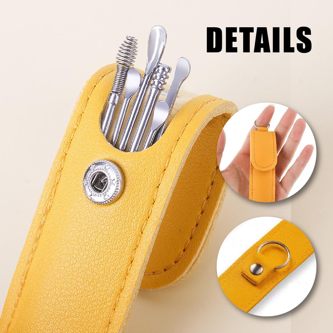WeddHuis 14 Pezzi Pulisci Orecchie Kit di Rimozione del Cerume, Strumenti per Pulizia dell’Orecchio in Acciaio Inox, con Custodia Portatile in PU, per Adulti e Bambini Pulizia Dellorecchio