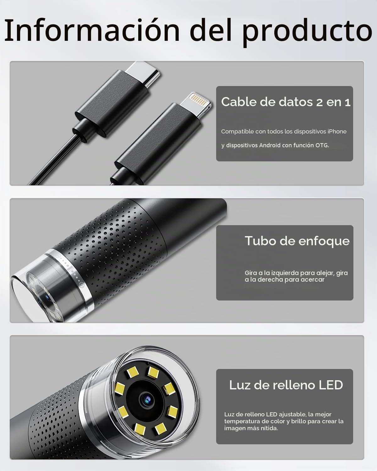 Microscopio USB Teléfono Móvil AOPICK 1080P HD Microscopios para iPhone Android, 50 hasta 1600X Microscopio Digital con 8 LED Teléfono Móvil MicroscopioCompatible con iOS, Android, Tablet