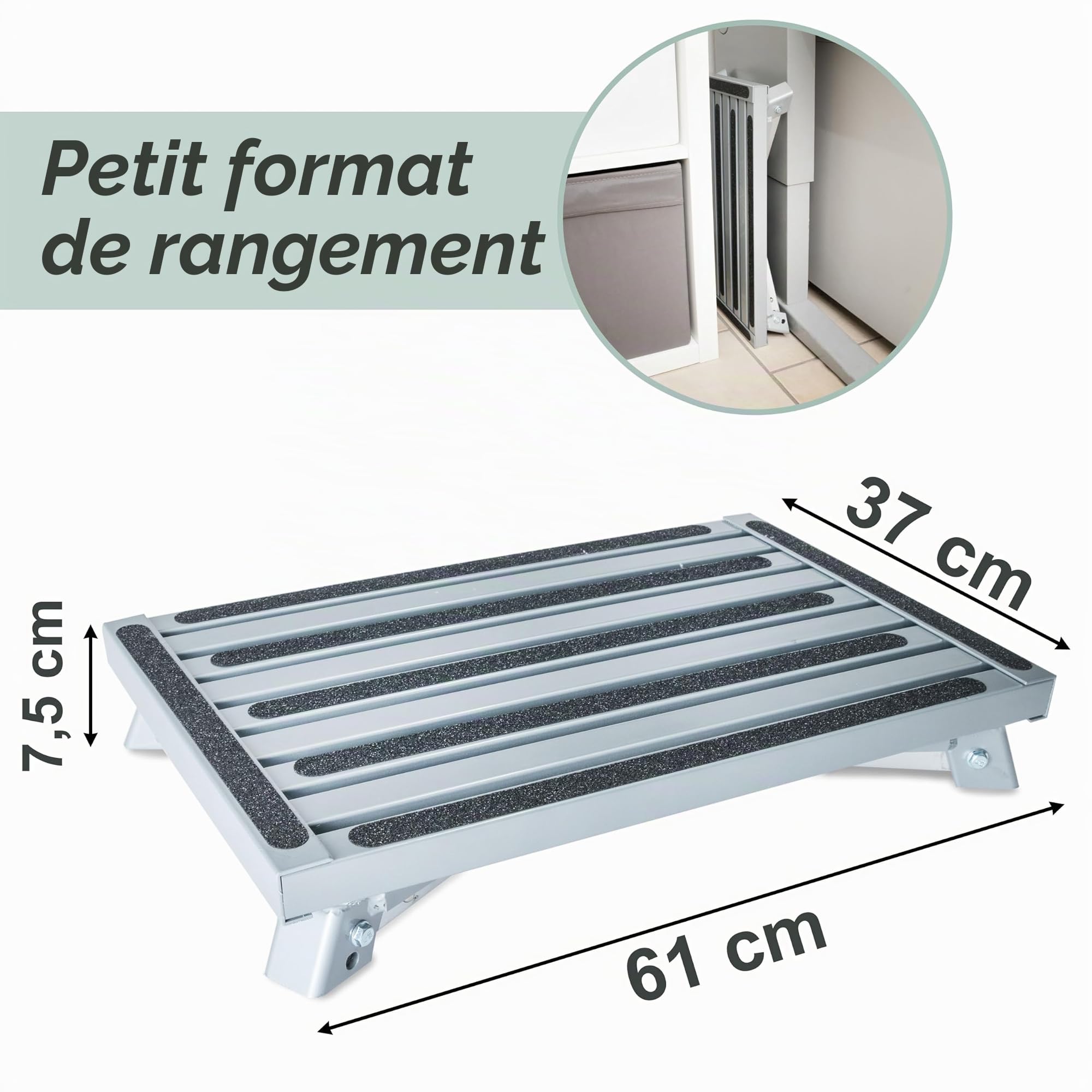 Marchepied Pliable Caravane 72x61x23cm Acier Charge maximale 150kg Surface