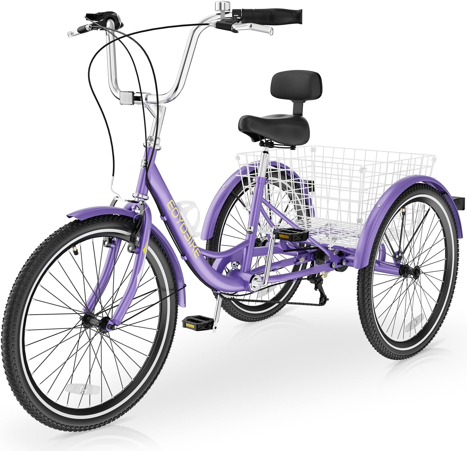 Slsy Adult Tricycle 7 Speed, 20/24/26 Inch Step-Through 3 Wheel Bike for Adults with Large Shopping Basket, 350 lb Capacity Adult Trike for Seniors, Women and Men