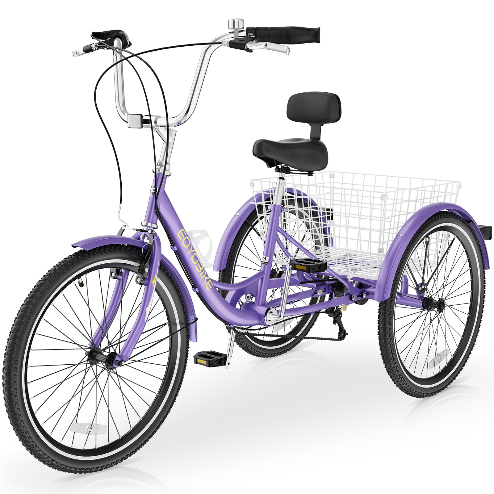 Slsy Adult Tricycles 7 Speed, Adult Trikes 20/24/26 inch 3 Wheel Bikes, Three-Wheeled Bicycles Cruise Trike with Shopping Basket for Seniors, Women, Men