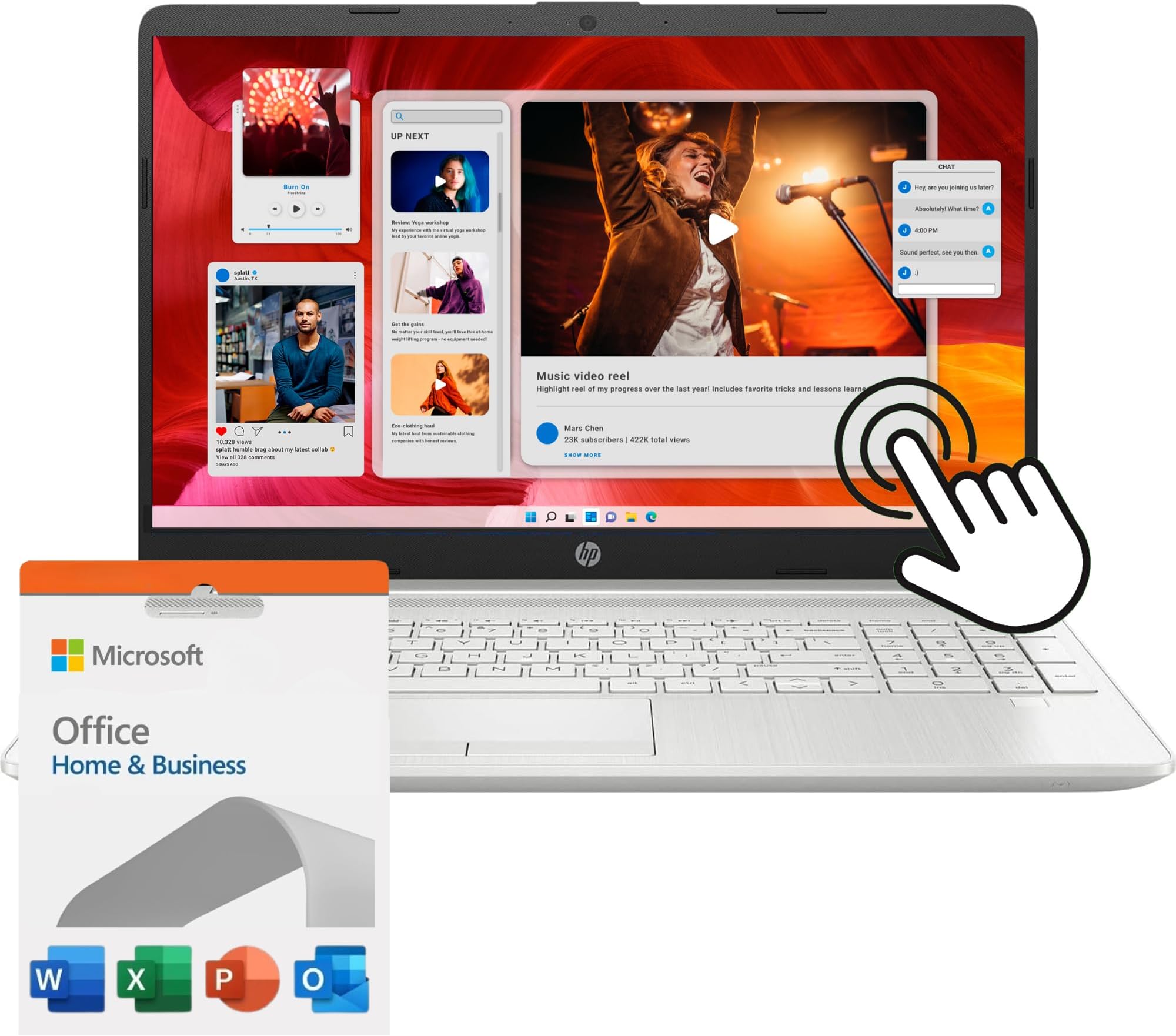 HPPavilion 15.6" Touchscreen Laptop with 1-Month Microsoft Office, Intel 6-Core i3 Processor, 32GB RAM, 1.1TB Storage(1TB SSD and P-100 128GB External Drive), HDMI, Windows 11 Home