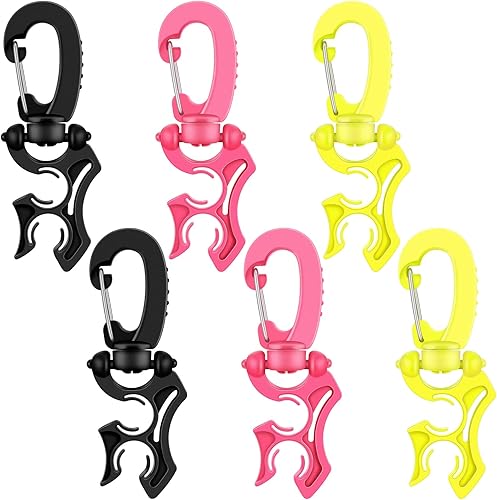 Zhanmai 6 piezas de clip de soporte de manguera doble para buceo, clip de manguera BCD y accesorios de equipo de esnórquel con hebilla de gancho a