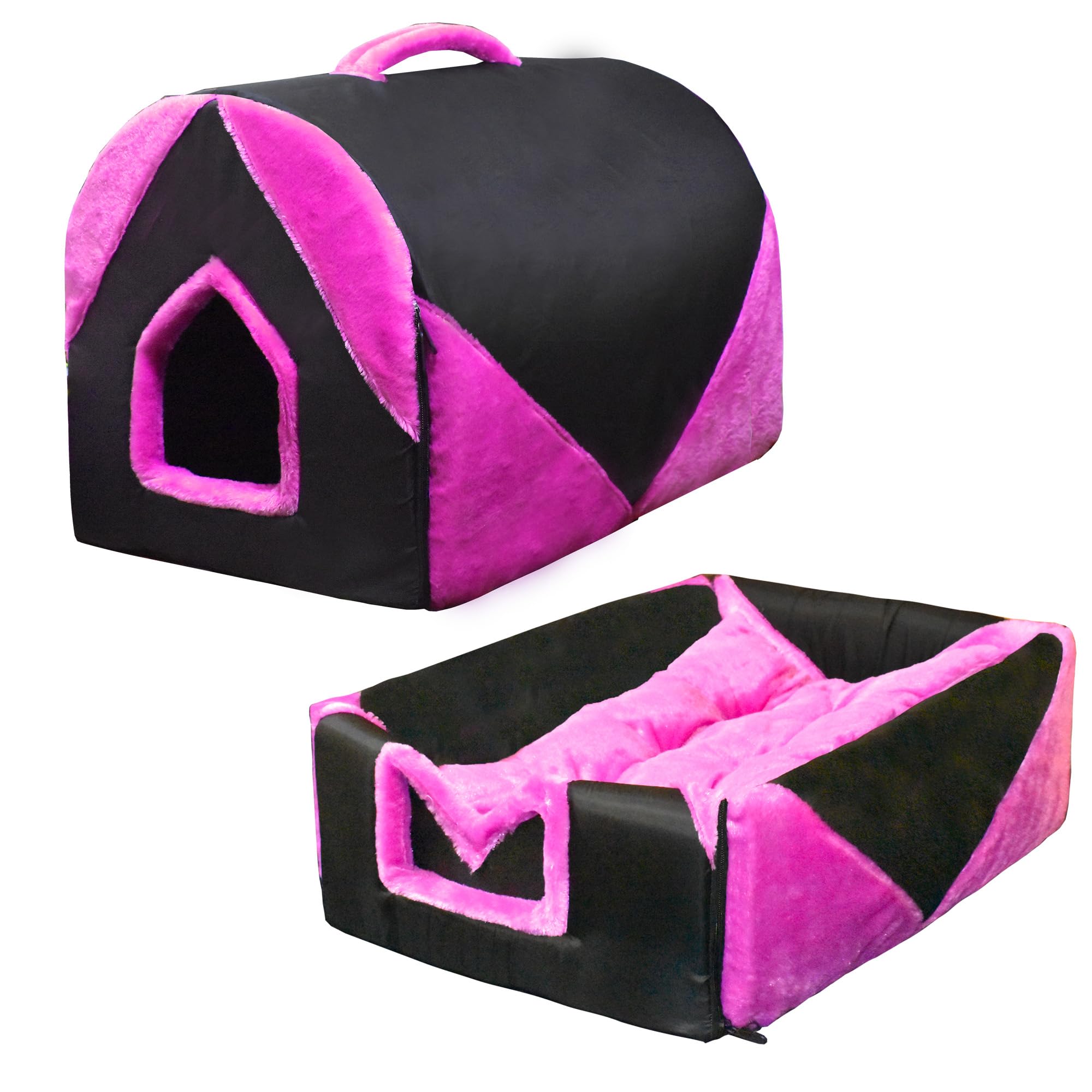 PeaceParenting Cat and Dog Tent House Cum Portable Bed, Cozy Dog Igloo Bed Cat Cave, Foldable Non-Slip Warm for Pets Puppy Kitten Rabbit (Small Size) (40 cm 50 cm x 33 cm) Pink