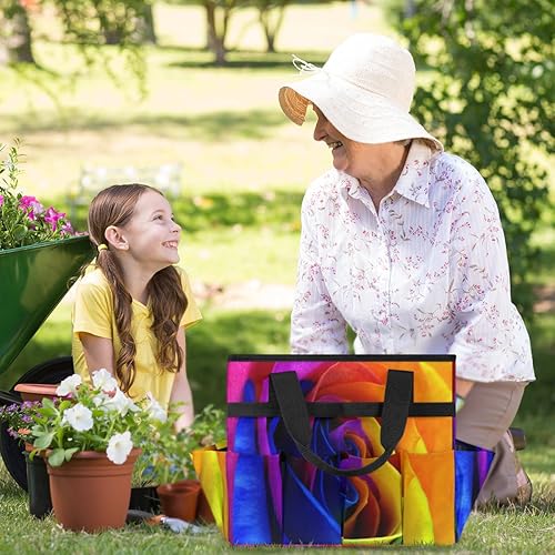 Miniatura 6 de Flower Patterns Garden Tool Tote Bag for Women Men Gardening Tool Storage Bags with 10 Pockets Standable Garden Home Tool Kits Organizer for Indoor