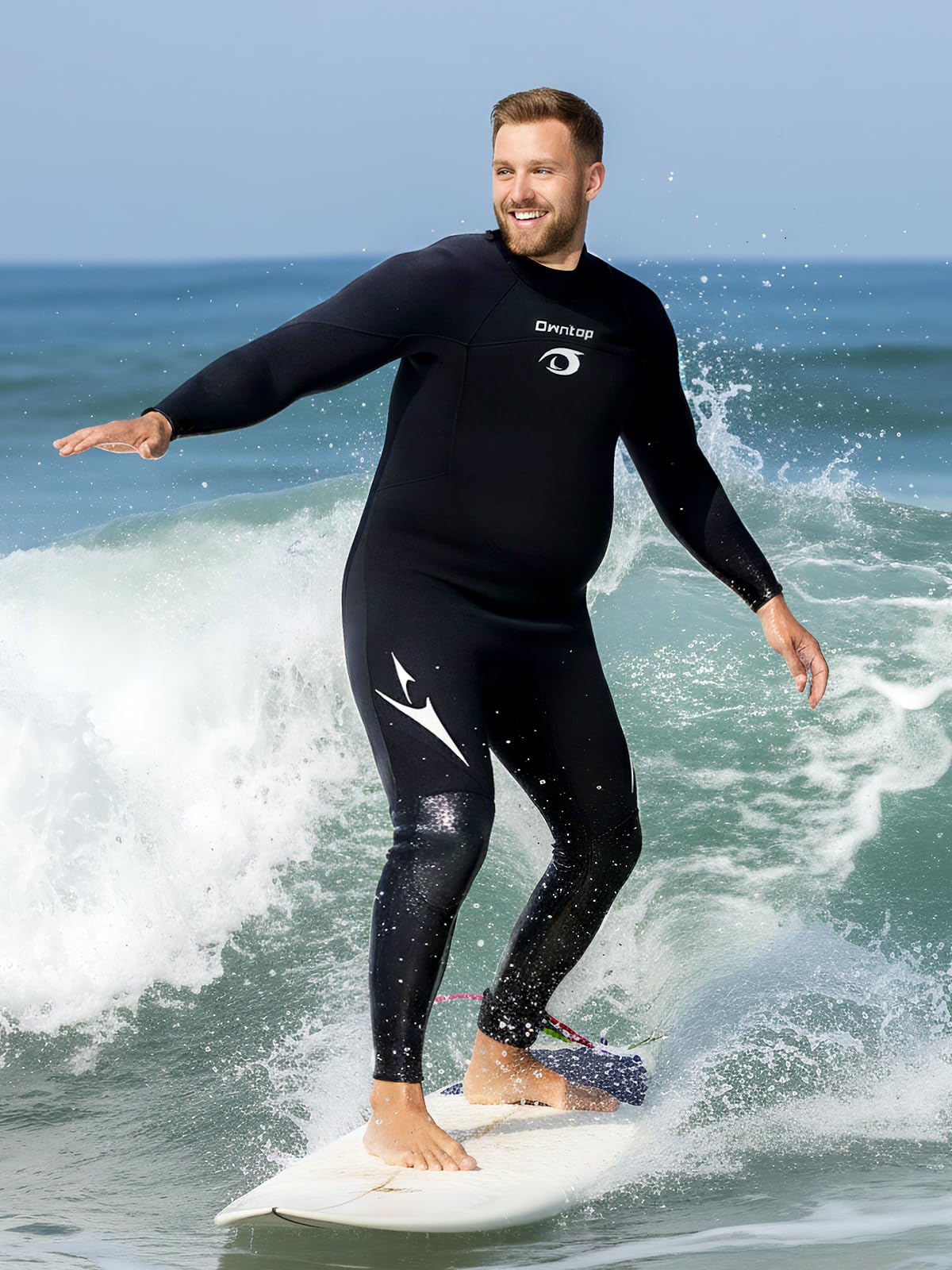 Owntop Traje de neopreno de talla grande para hombre y mujer, 3/2 mm con cremallera trasera, traje térmico de cuerpo completo, traje de buceo para buceo en agua fría, surf