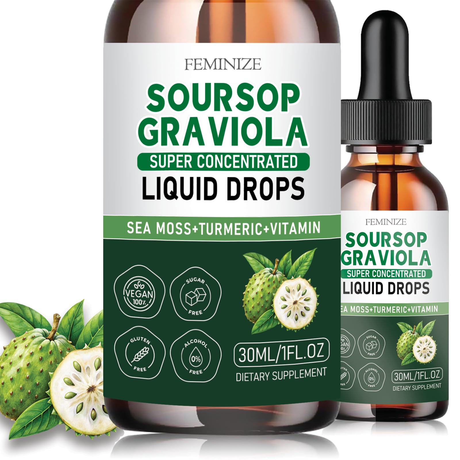 NutrivelySoursop Graviola Liquid Drop for Cell Support & Regeneration, Immune System and Gut Health Support, Pure Soursop Bitters Liquid, High Absorption, Sugar/Gluten Free, Natural Flavor,（1）