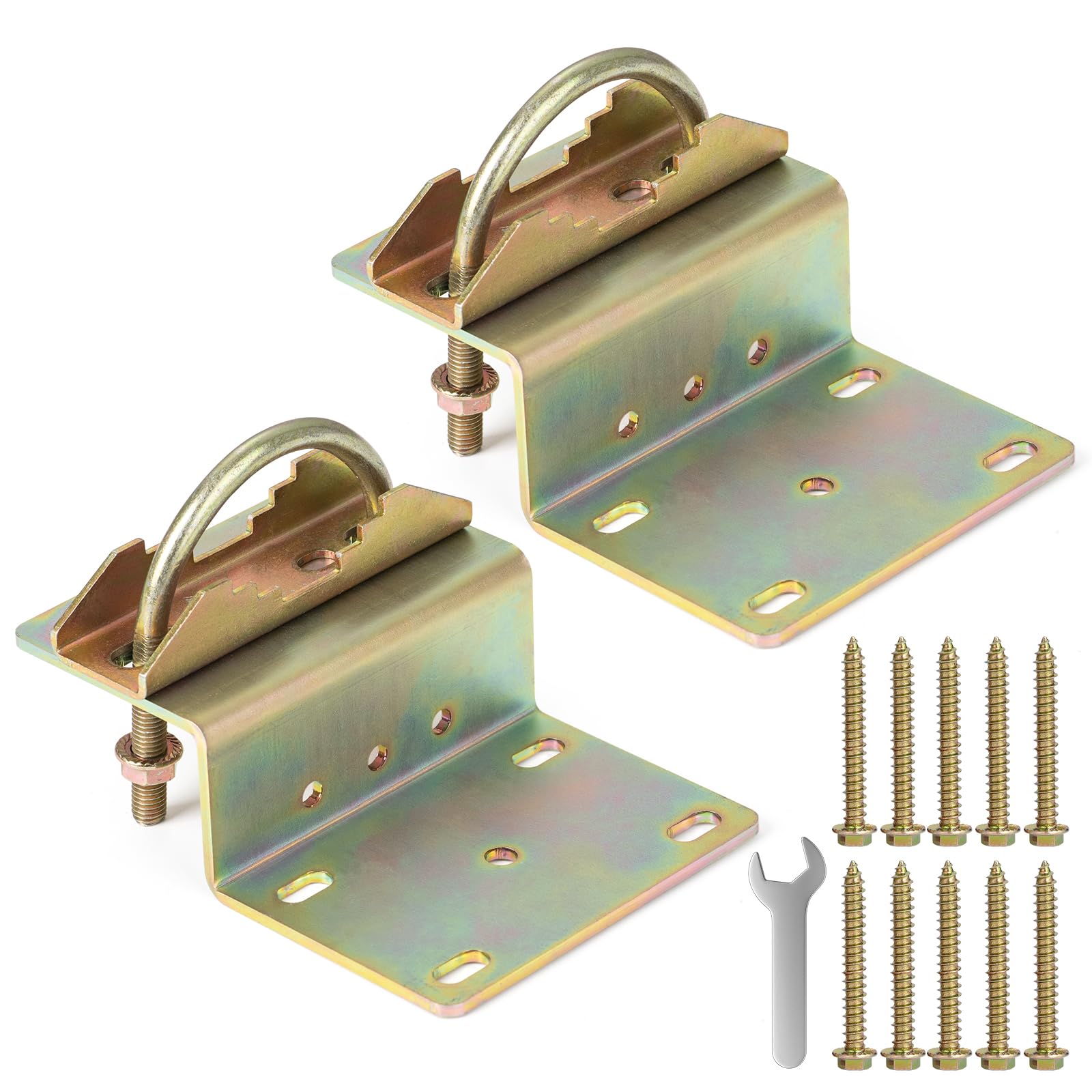 2 Sets Antenna Pole Mount Bracket Heavy-Duty M8 U Bolts Windproof Antenna Mast Clamp Galvanized Steel + 10 Screws for Home Outside TV Antenna Pole Holder