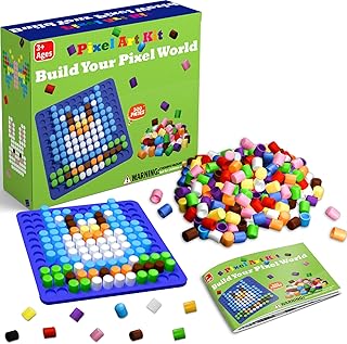 Bbiamsleep Pixel Art Kit, 500 Pcs 10 Colors Plastic Pixel Bricks Fine Motor Skills for Brain Teaser Manipulatives Sensory Bin Sorting Counting Training