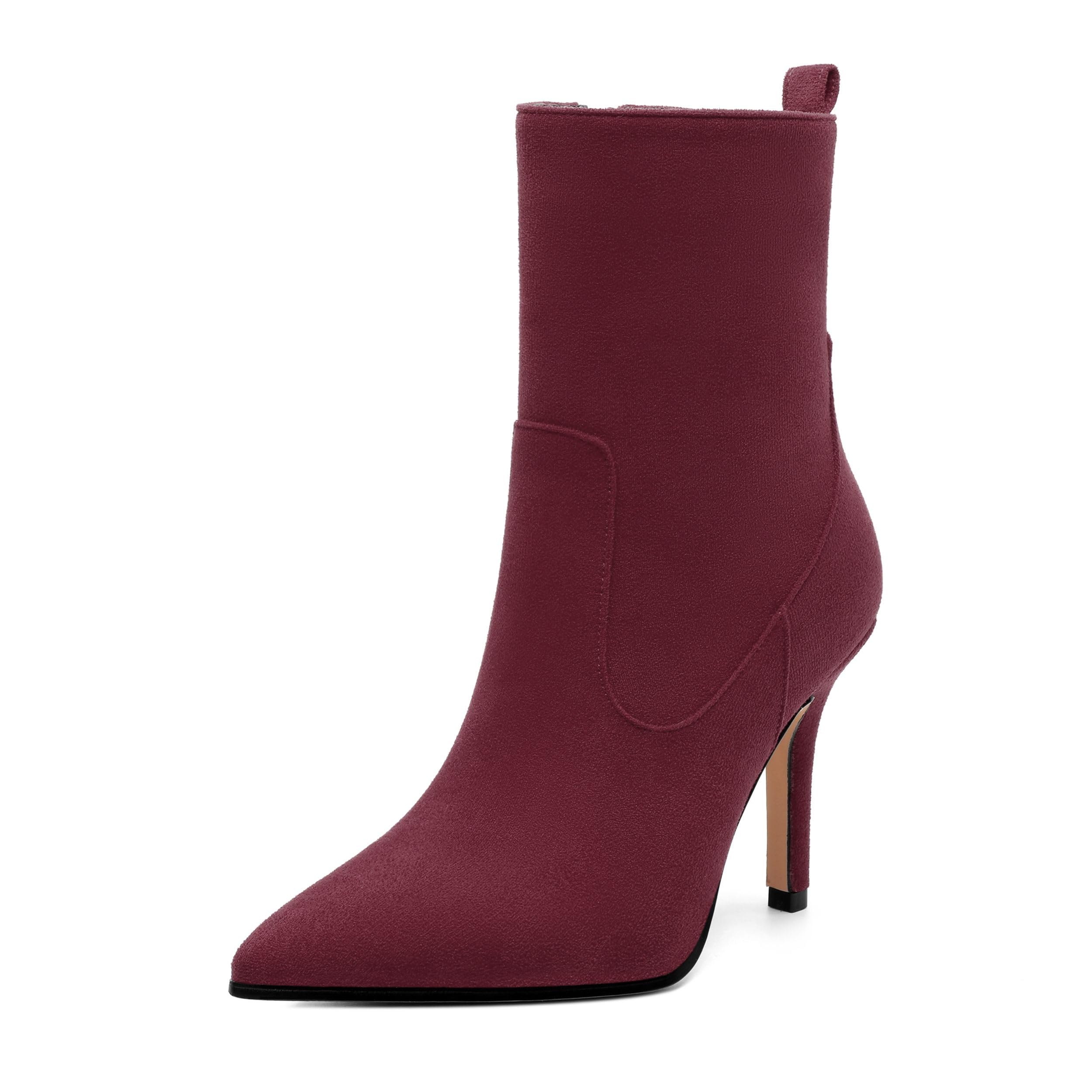 CDXJHYMY Womens Ankle Boots, Pointed Toe High Heel Ankle Booties for Women, Womens Stilettos Short Boots Zipper 3.6",Women Shoes for Workpalce, Street