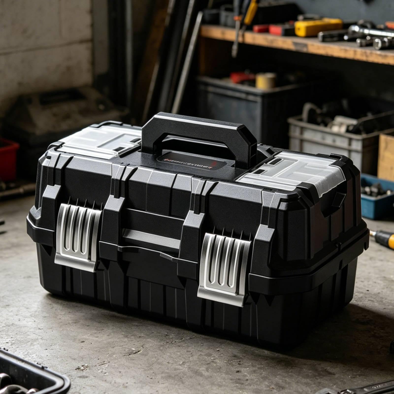 Valigetta Porta Attrezzi Cassetta Organizer Scatola Utensili Materiale Metallo PP Manico Comodo Trasportabile Perfetto per Artigiani Casa Officina Aut, Xl