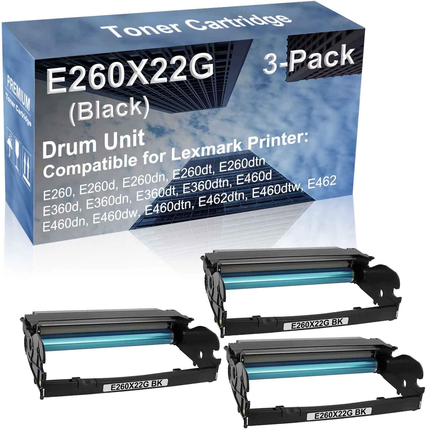 3Pack (Black) Compatible E360dn, E360dt, E360dtn, E460d