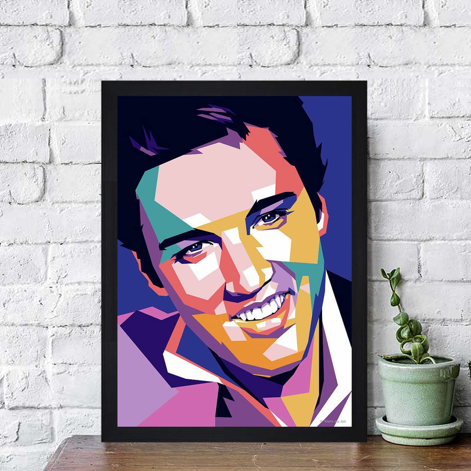 Gallery99 Modern ArtPop Art Elvis Presley Texture Paper Framed Art Print 19.25 Inches X 13.25 Inches,Perfect for Home Decor, For Living Room, Bed room, Office, Hotel,wall decoration