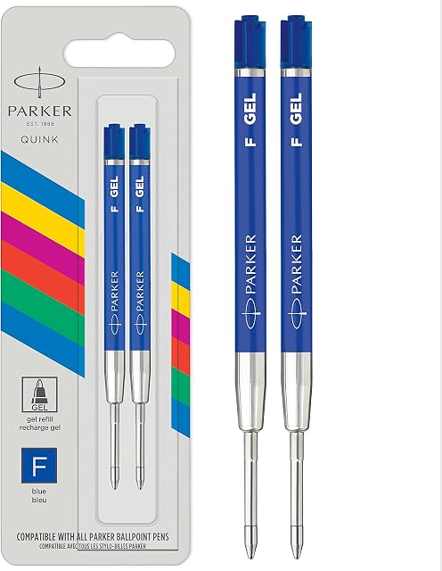 Parker Gel Pen Refill | Fine Tip (0.5mm) | Blue QUINK Ink | 2 Count