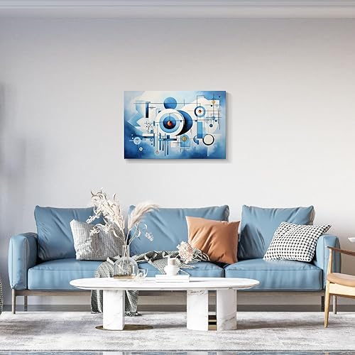 Miniatura 665 de Lienzo artístico para pared, pinturas de arte abstracto, fantasía azul, grafiti colorido sobre fondo blanco; decoración artística moderna para sala