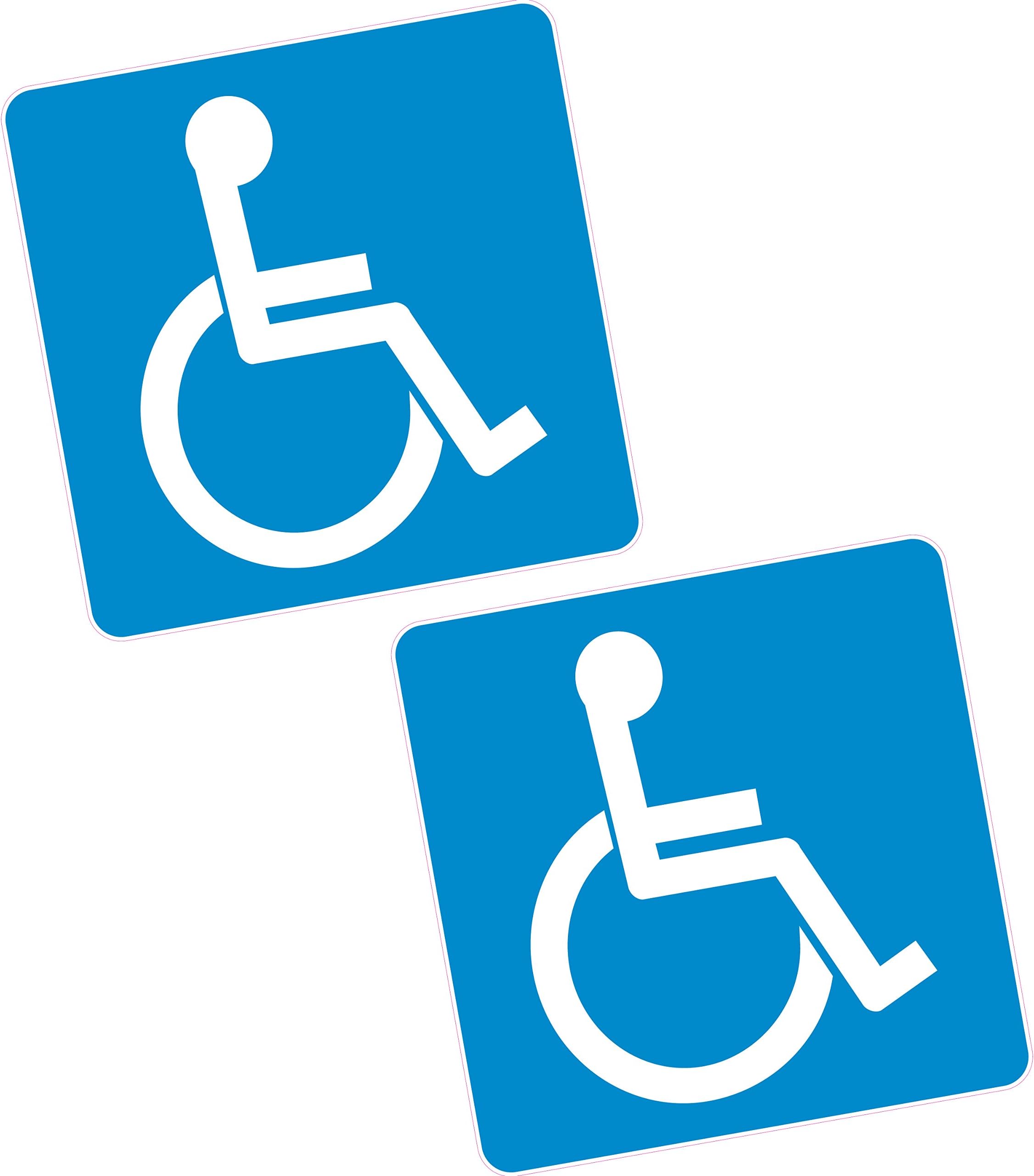 – 2 x Disability Blue Badge Vinyl Sticker 4" 100mm Sq. Car Van Home Motability