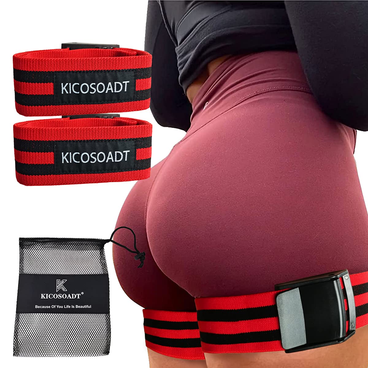 Buy KICOSOADT BFR Booty Bands for Women with Sports Net Bag for Legs