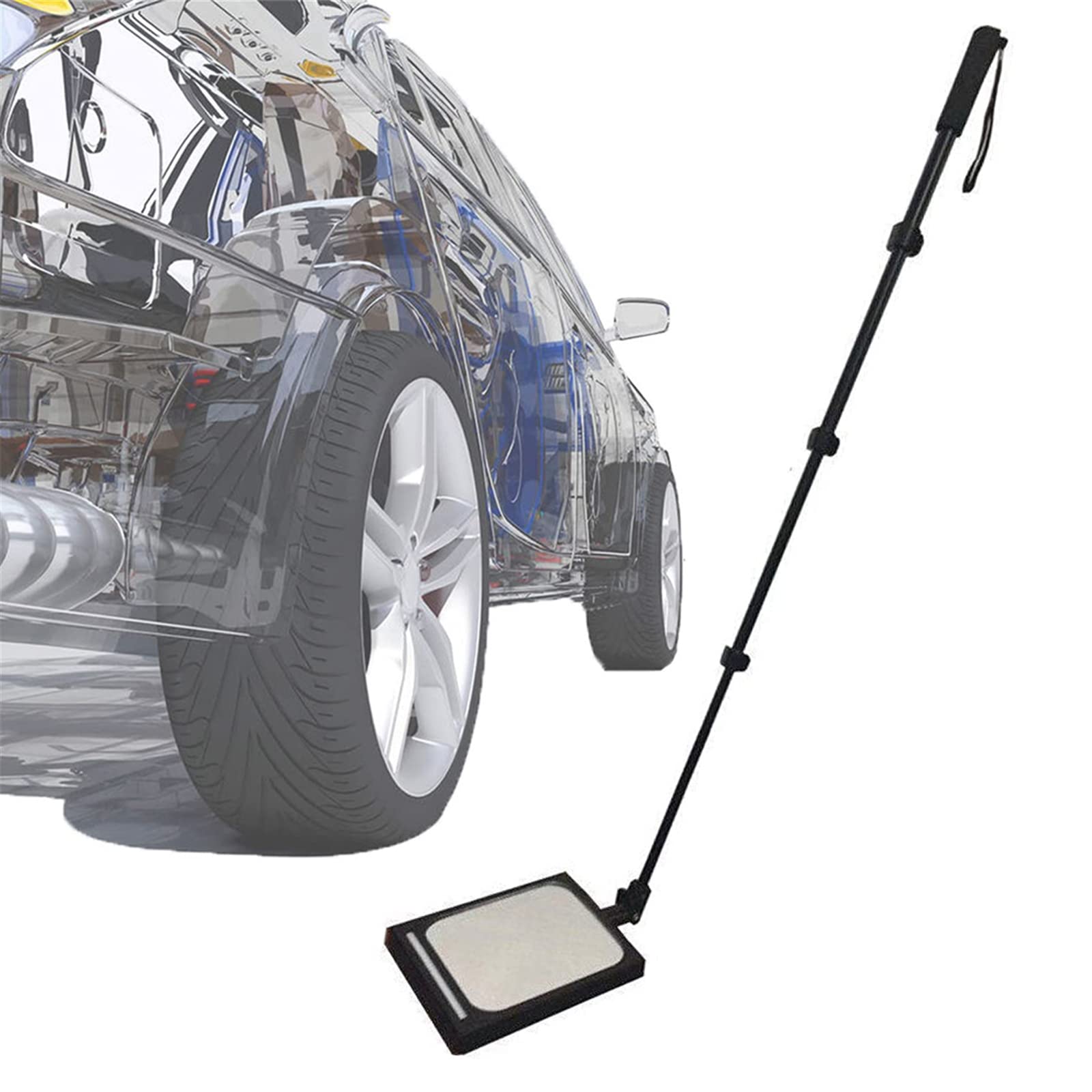 YNIYUJKL Under Vehicle Inspection Mirror With Led Light, 36Cm~120Cm Adjustable Rod Telescopic Convex Mirrors For Under Vehicle Repairing