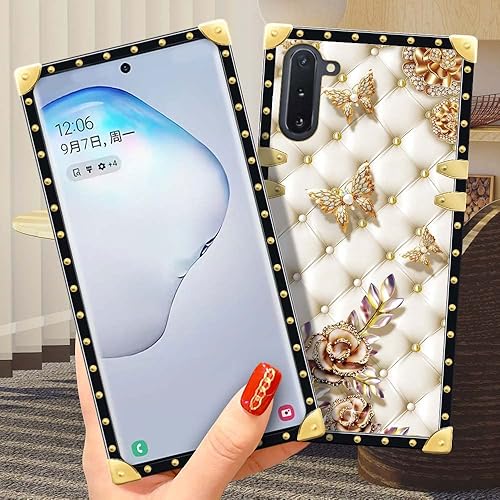Miniatura 4 de Funda compatible con Samsung Galaxy Note 10,1 Diamond Butterfly Note 10 para niñas, funda cuadrada de lujo de poliuretano termoplástico suave a