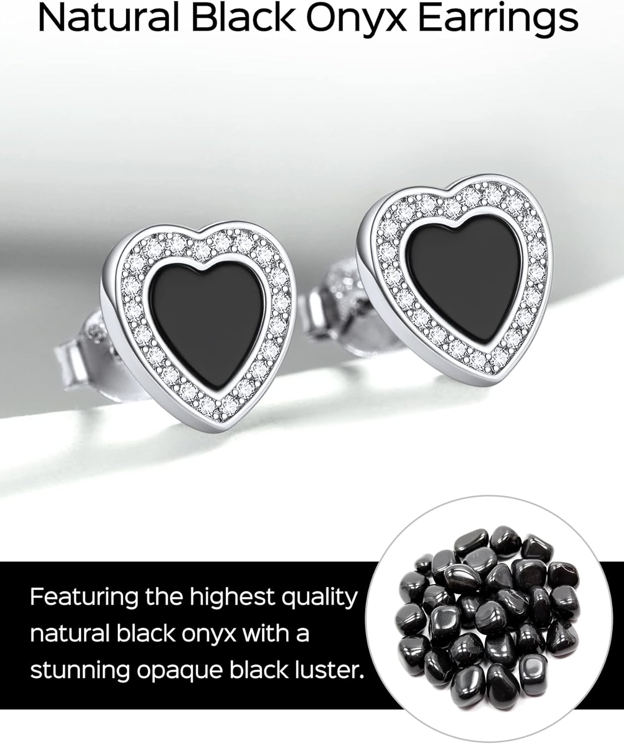 ChicSilver 925 Sterling Silver Viking Rune Natural Black Onyx Stud Earrings For Women Men