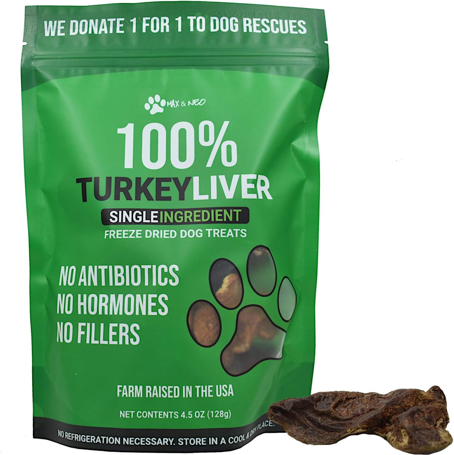 Max and Neo Freeze Dried Turkey Liver Dog Treats for Large