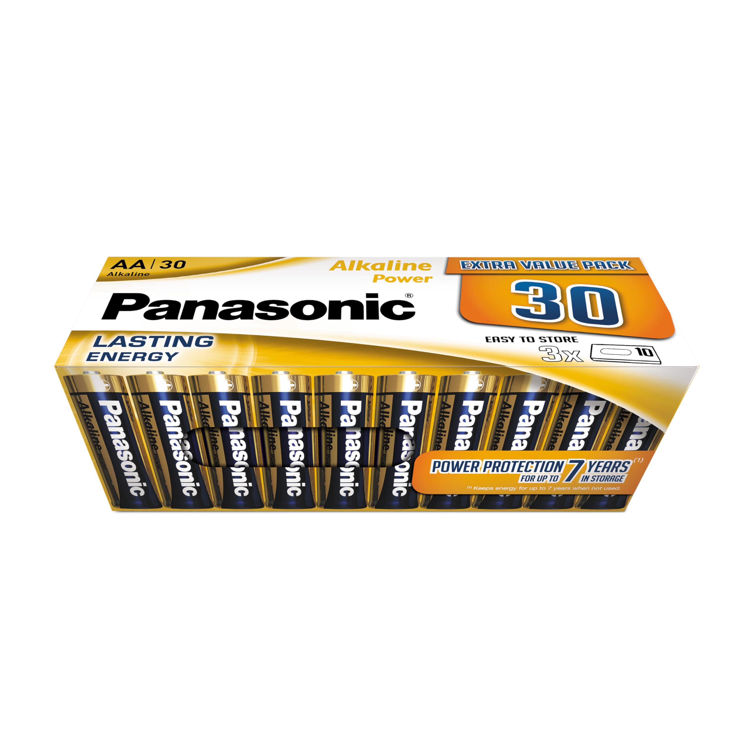 Panasonic Batteries Alcalines AA LR6 1.5V, Protection Anti-Leak, 30 Pièces, pour Télécommandes, Balances, Horloges, Dura