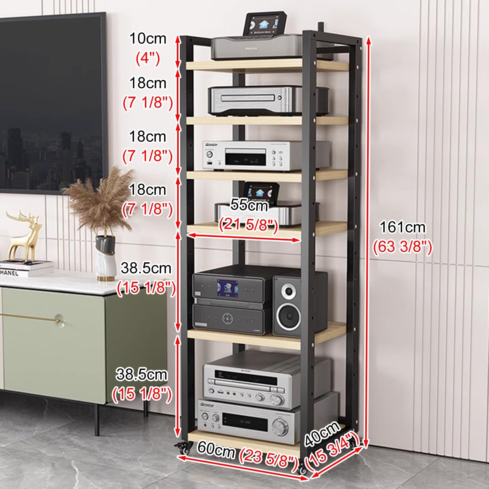 porta-DVD, Rack stereo AV con ruote