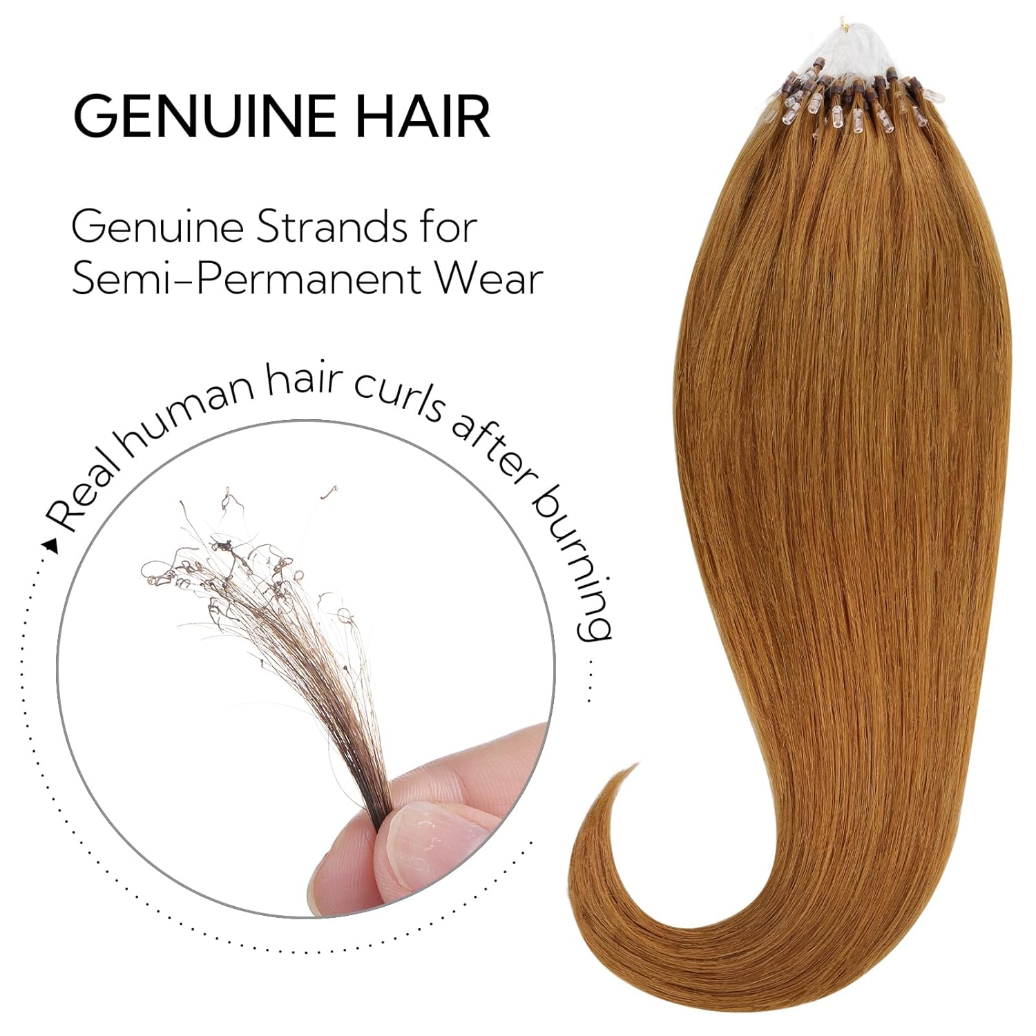 HOTBANANA Micro Ring Hair Extensions Human Hair, 16 inch 50g 50s Auburn Ginger Micro Beads Real Human Hair Extensions Straight Micro Link Micro Loop Hair Extensions