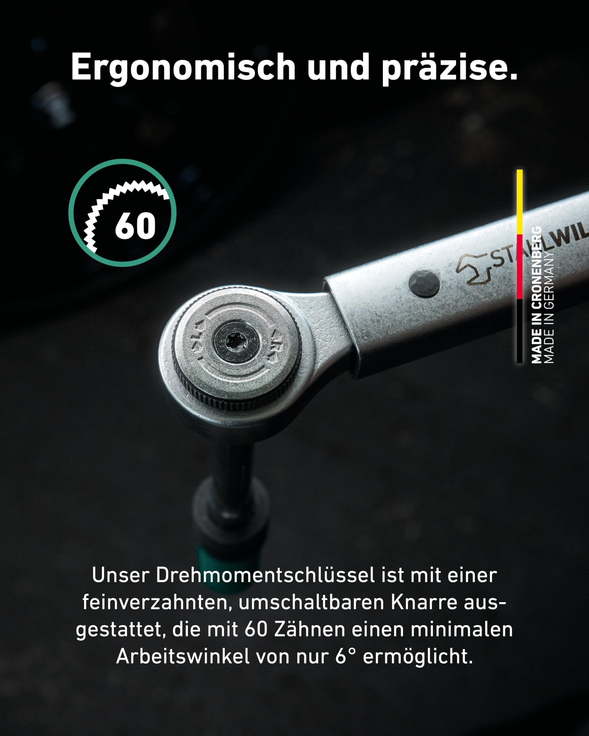 STAHLWILLE 750NR/200 | klucz dynamometryczny 40-200 N· m z grzechotką przełączającą 1/2 cala | z certyfikatem | Made in Germany