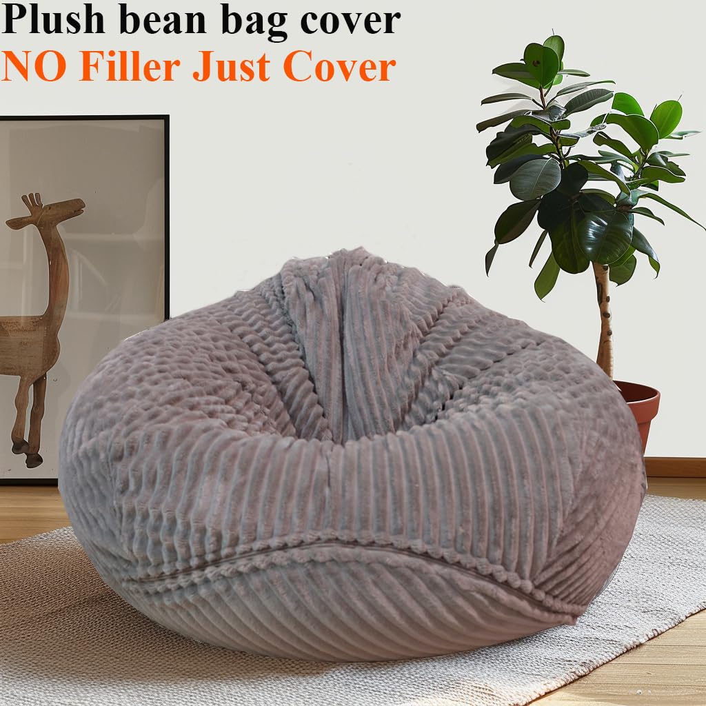 Bestenrose Cover without filler Bean Bag Cover Bean Bags Chair without Filling Stuffed Animal Storage Washable Soft Plush Sofa Cover (Light grey - Image 4