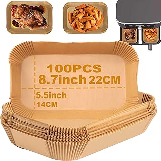 Air Fryer Liners for Ninja Dual, 100PCS Parchment Paper for Air Fryer, Disposable Rectangle Liners for Air Fryer Baskets Airfryer Accessories Compatible with Ninja AF300UK AF400UK, Salter, Tower