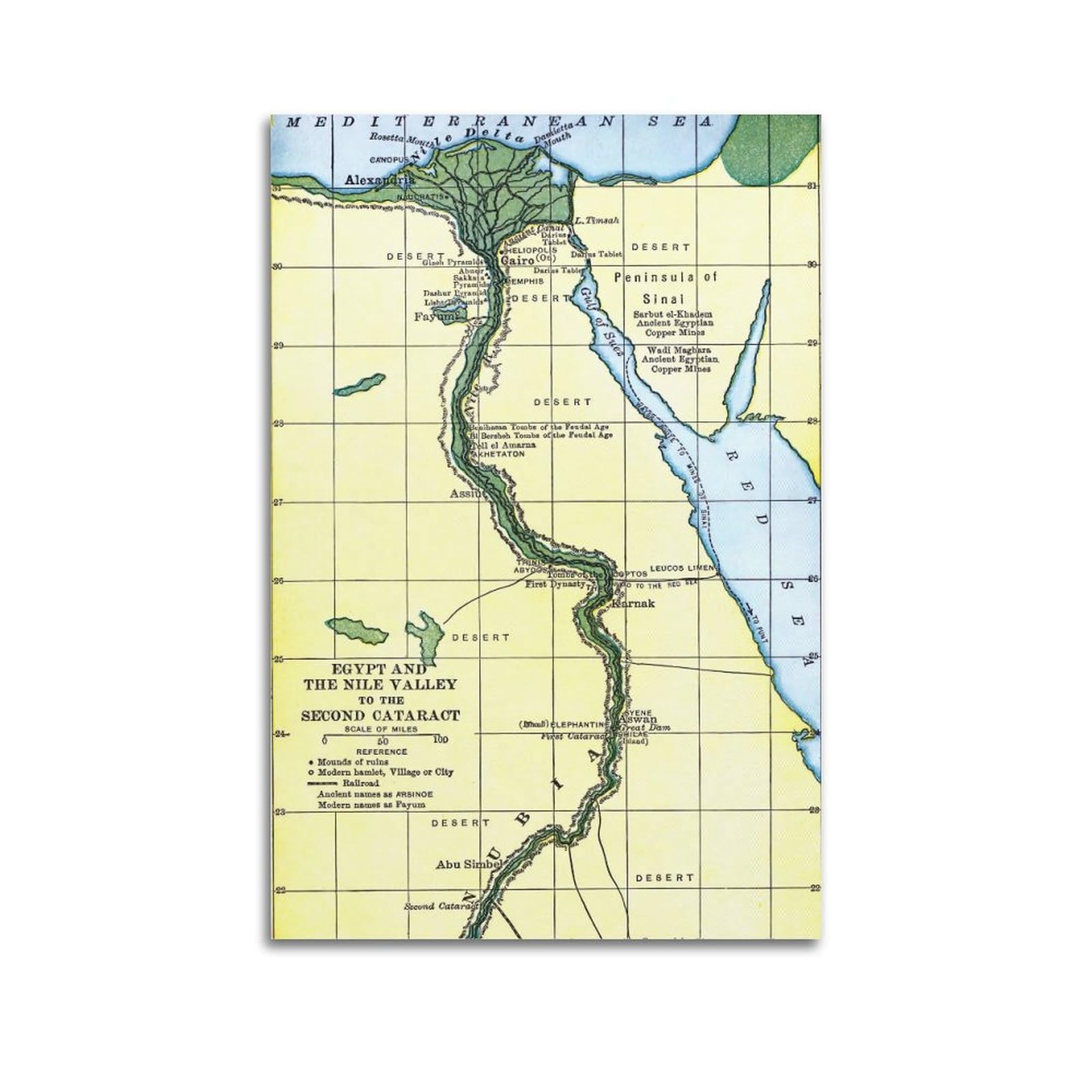 Hayze Unframe-Style Maps Of Ancient Egypt Poster 1 Decorative Canvas Wall & Art Poster Painting 20X30inch(50X75cm)