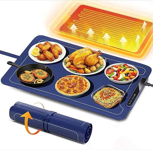 Miniatura 2 de Tapete de calentamiento para alimentos, calentador de alimentos para bufé, bandeja de calentamiento de superficie completa con ajuste de temperatura
