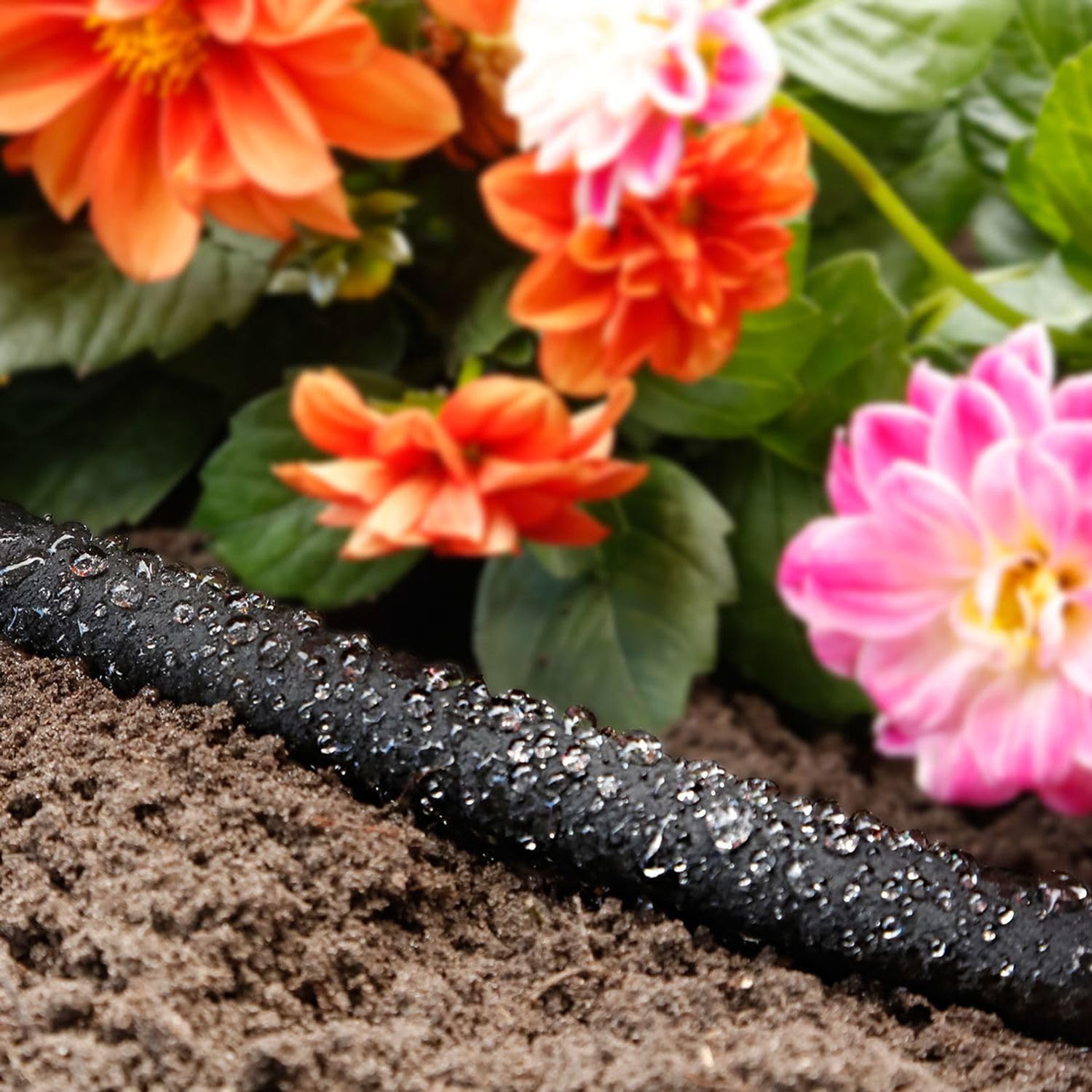 Tropfschlauch 60 m Perlschlauch 4x15 m Gartenbewässerung Bewässerung Set | BURI, Perlregner, gleichmäßige Wasserabgabe, Beete, Hecken, Gemüsegarten, Obststräucher, wassersparend, langlebig